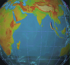 Распространение цунами (Индонезия 2004) по Индийскому океану