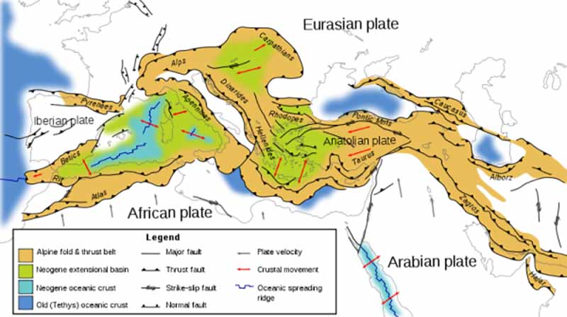 Africa and Eurasian plates